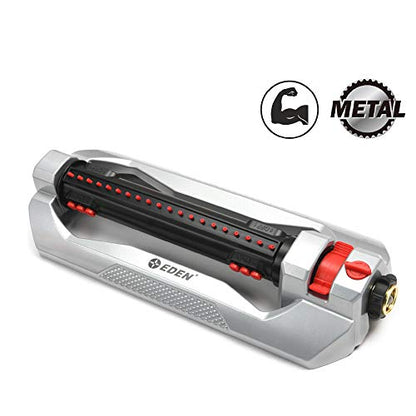 Eden 94116 Heavy Duty Metal 3-Way Oscillating Sprinkler for Large Lawn and Garden W/Quick Connect Starter Set