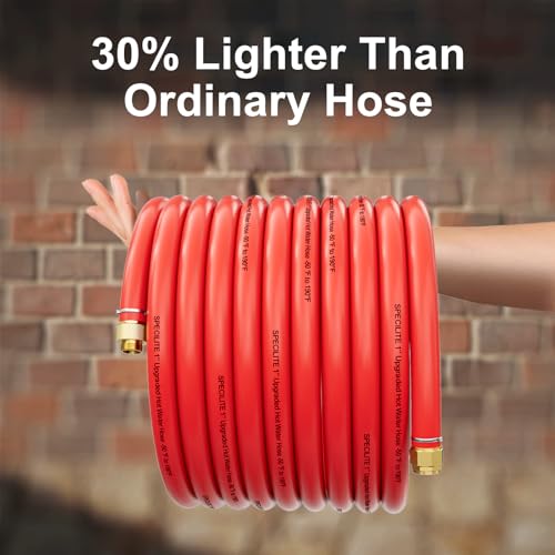 SPECILITE 1" x 100FT Hot/Cold Rubber Garden Water Hose, -50℉-190℉, Red - color: 1"ID Red, size: 100ft