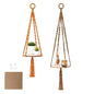 Macrame Hanging Planter with Shelf, Boho Plant Hanger for Indoor Window - color: Khaki + Orange