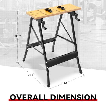 Auto Dynasty Folding Workbench w/Vise, 8-12" Adjustable Width, Portable