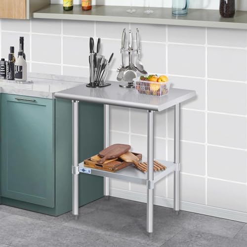 Profeeshaw Stainless Steel Prep Table 30''x36'' NSF Commercial Workbench - color: No Backsplash, size: 30''x36''