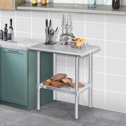 Profeeshaw Stainless Steel Prep Table 30''x36'' NSF Commercial Workbench - color: No Backsplash, size: 30''x36''