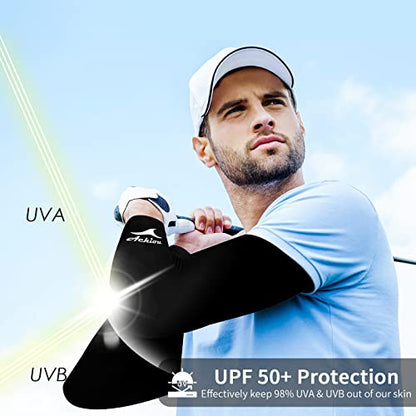 Achiou Volleyball Arm Sleeves for Women, Cooling Ice Silk Sun Sleeves Youth - color: 2 Pairs: Black