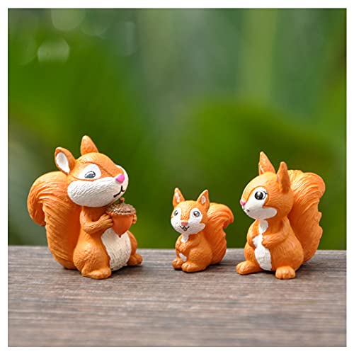 Miniature Figurines, Fairy Garden Accessories, Micro Landscape, Plant Pots & Bonsai Craft Decor 3PCS - color: Squirrel