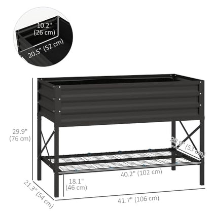 Outsunny Raised Garden Bed with Galvanized Steel Frame, Black - color: Black