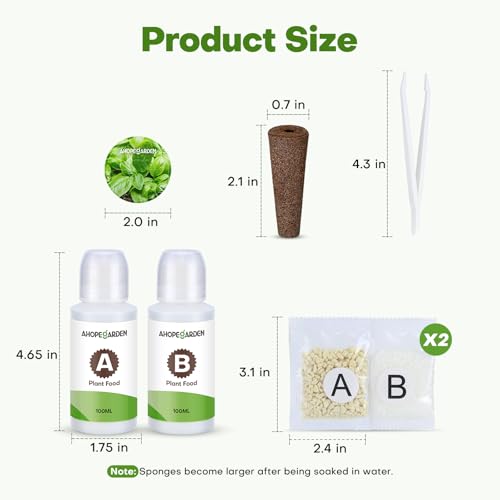 Ahopegarden 86PCS Hydroponic Pods Kit: Grow Anything Herb Kits with 600ml A&B Plant Food, 40 Grow Sponges, 40 Labels, 1 Tweezer - Hydroponics Supplies for Aerogarden&Most Brand Herb Garden - style: 86pcs Hydroponic Pod kits