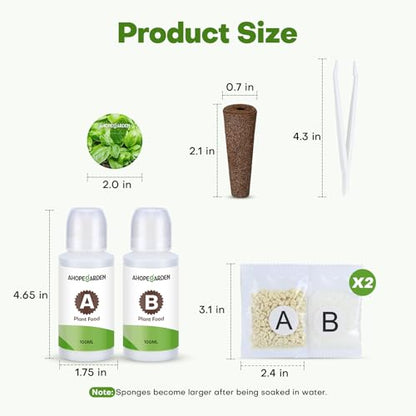 Ahopegarden 86PCS Hydroponic Pods Kit: Grow Anything Herb Kits with 600ml A&B Plant Food, 40 Grow Sponges, 40 Labels, 1 Tweezer - Hydroponics Supplies for Aerogarden&Most Brand Herb Garden - style: 86pcs Hydroponic Pod kits