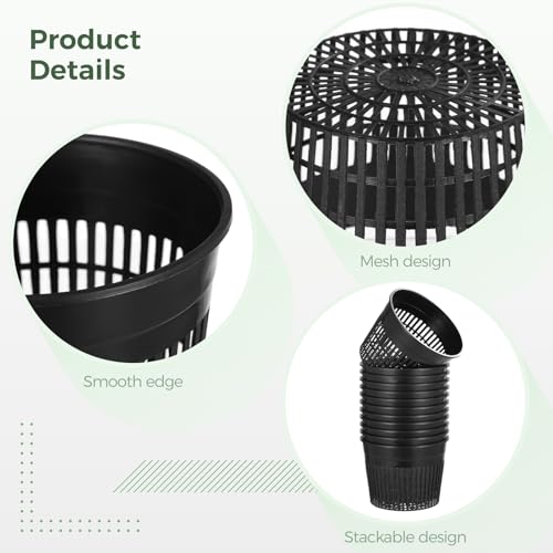 12 Pcs Net Pots for Hydroponics - 6 Inches Hydroponic Baskets Net Cups for Planting with Drainage Holes, Ideal for Lily Plants, Lightweight and Stackable Design for Efficient Growth