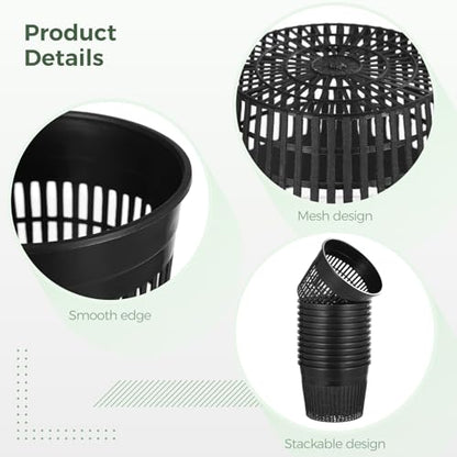 12 Pcs Net Pots for Hydroponics - 6 Inches Hydroponic Baskets Net Cups for Planting with Drainage Holes, Ideal for Lily Plants, Lightweight and Stackable Design for Efficient Growth