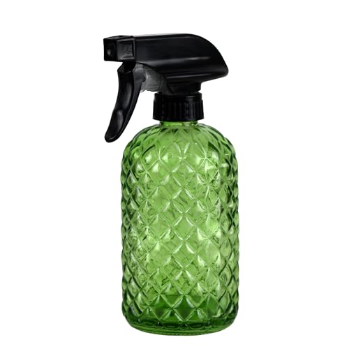 12Oz Glass Plant Spray Bottle with Black Plastic Top Pump - color: Green