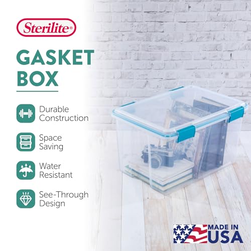 Sterilite Gasket Storage Box with Lids for Home & Office, 54 Quart, 8-Pack - size: 54 Quart, style: 8 Pack