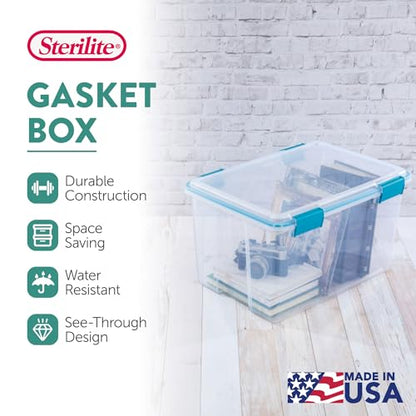Sterilite Gasket Storage Box with Lids for Home & Office, 54 Quart, 8-Pack - size: 54 Quart, style: 8 Pack