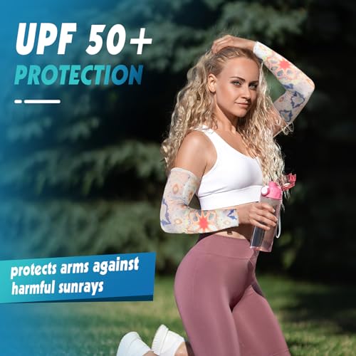 Mepase 8 Pairs Gardening Sleeves Mandalas UV Arm Sleeves for Women Men