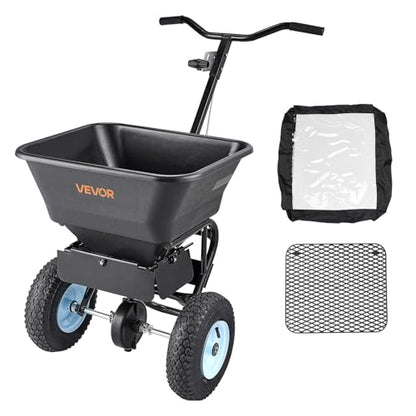 VEVOR Broadcast Spreader 100 LBS Capacity Walk-Behind Push Spreader Black