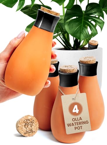 4 Pcs Ollas Terracotta Watering Pots Large - 14 Oz Self Watering Planter Insert Olla Watering System For 1-week Easy To Refill - Clay Plant Watering Globes For Outdoor & Indoor Plants [4, Black] - style: 4pcs Black