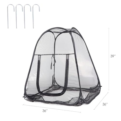 Mesh Plant Cover from Animals, Plant Netting Pest Guard Cover, Plant Tent Cage Pop-up with 4 Stakes for Vegetables, Fruits, Flowers (Black, 36 x 36 x 39 Inches) - size: 36 x 36 x 39 Inches