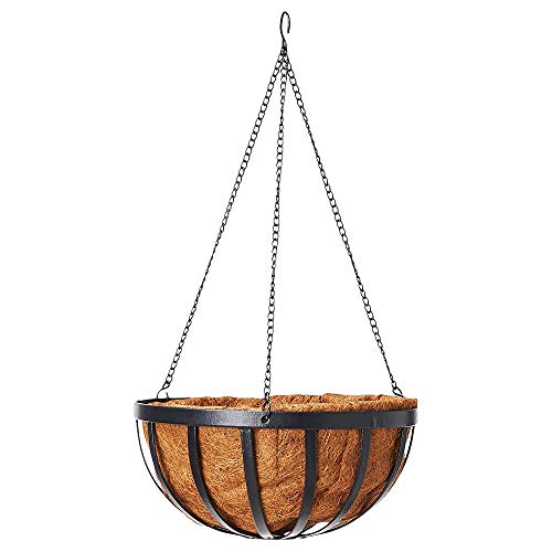 Arcadia Garden Products CB42 12" Solstice Round Hanging Basket, Black - size: 12"