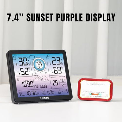 Raddy VP7 5-in-1 Wireless Weather Station, 7.4 Inch Color Display - style: VP7