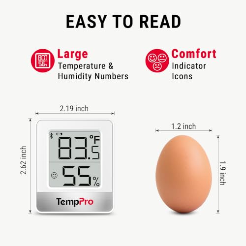 TempPro TempAir 260FT Bluetooth Digital Hygrometer, Room Thermometer Indoor - color: White Bluetooth Indoor Thermometer
