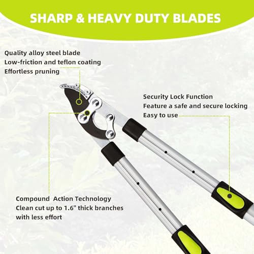 YRTSH Loppers for Tree Trimming Heavy Duty, Extendable 21-26" Branch Cutter - style: Loppers Effortless Pruning