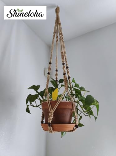 Macrame Plant Hanger Large for 12 inch Pot, Large Plant Hanger - color: Brown