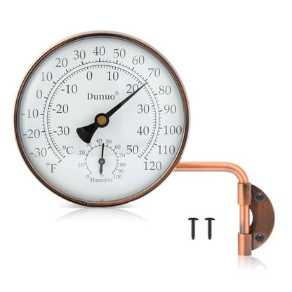 4-Inch Brass Outdoor Thermometer & Humidity Gauge, Analog Dial - size: 4inch thermo&hygrometer