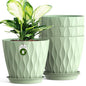 8 Inch Plant Pots 4 Pack Plastic Planters with Drainage & Saucers - color: Green