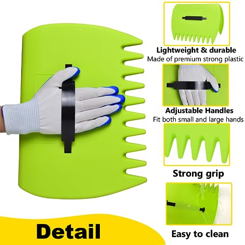 Leaf Scoops Hand Rakes, Leaf Scoops and Claws with Gloves, Lightweight Plastic Leaf Scoop, Large Leaf Grabbers for Picking Up Leaves, Clippings, Grass(1 Set, Yellow) - style: 1 Set,Yellow
