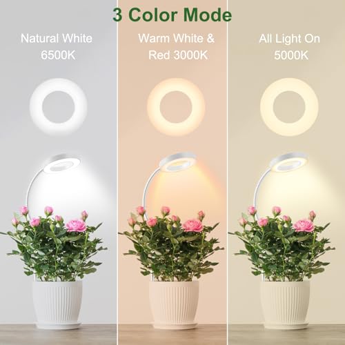 wolezek 2 in 1 Plant Lights for Indoor Growing, 3 Colors Plant Grow Lights - color: White 1 Pack