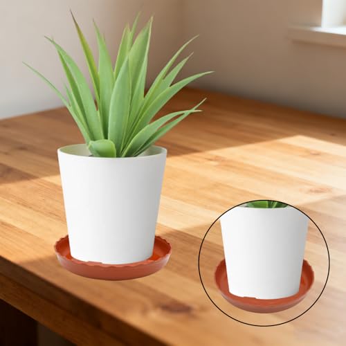 6 Pack Wave Plant Saucer 7 inch, Terracotta Plastic Tray for Pots - color: Terracotta, size: 7"
