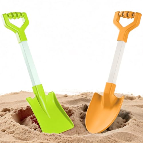 20 Inch Heavy Duty Plastic Beach Shovels for Kids Sand & Snow Digging - color: Orange-Green