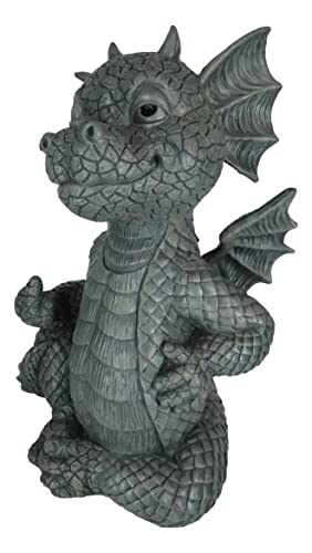 Ebros Keep Off Flip The Bird Rude Baby Dragon Sitting Statue 10" H Fairy Garden Faux Stone Resin Finish Guest Greeter Figurine - color: Flip the Bird Keep Off