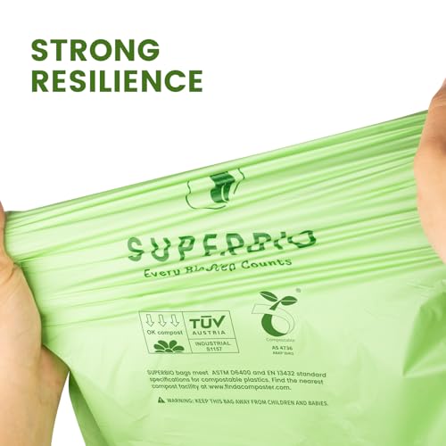 SUPERBIO 8 Gallon Compostable Drawstring Kitchen Waste Bags - style: 8 gallon,30 count