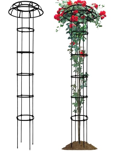 1 Pack Umbrella Trellis for Climbing Plants, 76 Inch Tall Adjustable Plant Support for Outdoor Indoor Garden, Sturdy Metal Core with Plastic Coating, Black - size: 1 Pack