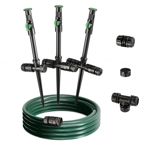 Multi-Adjustable Above Ground DIY Irrigation Sprinkler System - color: 3Pack+30Ft