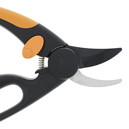 Fiskars Fingerloop Pruner Bypass P44, Cutting Diameter: 2 cm, Steel Blades with Non-Stick Coating, Length: 20 cm, Black/Orange, 1001534 - style: Bypass