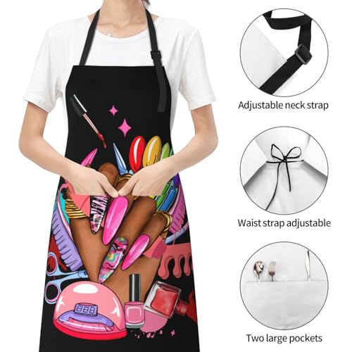 Art Apron with Pocket for Women Men - color: Colorful Nail Tech