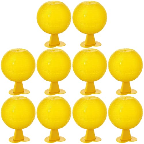 Qualirey 10 Set Fruit Fly Sticky Trap Balls Fungus Gnat Killer, Yellow - color: Yellow