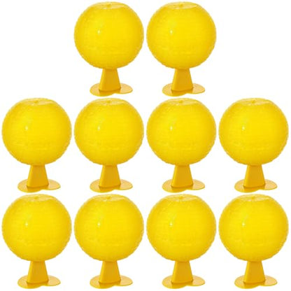 Qualirey 10 Set Fruit Fly Sticky Trap Balls Fungus Gnat Killer, Yellow - color: Yellow