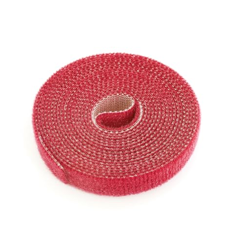 3Roll 200cm Nylon Plant Ties Self Adhesive Cable Twine Fastener Tape (Red) - color: Red