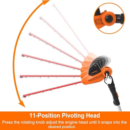GARCARE 20V Cordless Pole Hedge Trimmer with 18" Dual Action Blades
