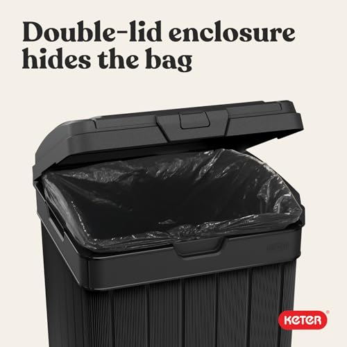Keter Baltimore Resin 38 Gallon Outdoor Kitchen Trash Can with Lid and Drip Tray for Easy Cleaning-Perfect for Patio Dining, Black - style: Baltimore