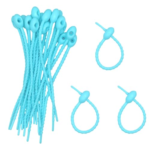 30pcs Silicone Self Locking Reusable Zip Ties for Fixing Bundling Organizing 4.7in Pastel Color Soft Cord Cable Strap Multi Purpose Twist Tie Clip for Garden Plant Home Kitchen Office (Blue) - color: Blue