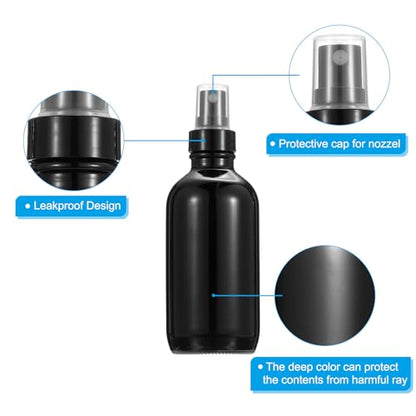 PATIKIL 4oz Glass Spray Bottles, 12pcs Nozzle Leak Proof Empty Water Mist Stream Sprayer for Cleaning Solutions Plants Hair, Black - color: Black, size: 4oz
