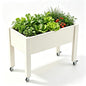 Elevated Raised Garden Bed with Wheels，74" Planter Outdoor Plants,White - color: White, size: 26.3"h
