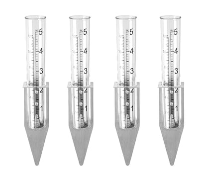 4 Pack Plastic Rain Gauge Outdoor with Metal Stake for Yard Garden Lawn
