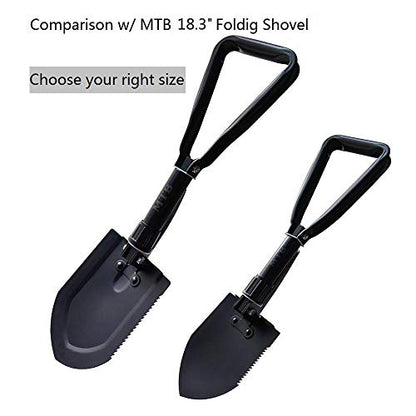 22.8 Inch Black Military Folding Camping Shovel,High Carbon Steel Entrenching Tool w/Wood Saw Edge and Tactical Carry Case - color: 22.8 IN Black