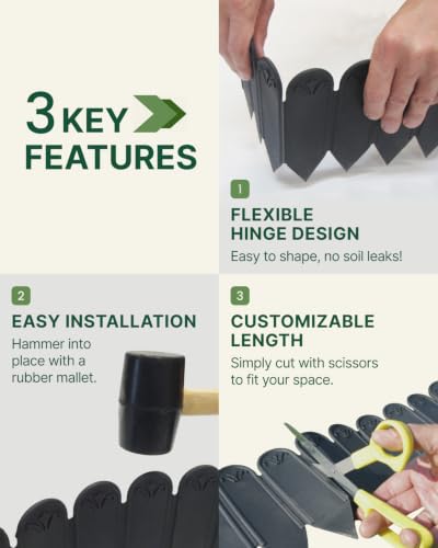 DAIM FlexWall Edge Landscape Edging, Garden Edging, Black, 6" x 16.5 ft