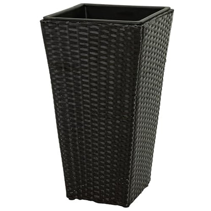Sunnydaze 20" Square Tall Wicker Outdoor Planter, Black, 2pk - color: Black, size: 20 in