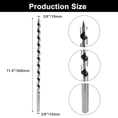 Muretnze 3/4 Inch x 12 Inch Long Auger Drill Bit, Hex Shank 3/8 Inch - size: 3/4 Inch Diameter x 12 Inch Length
